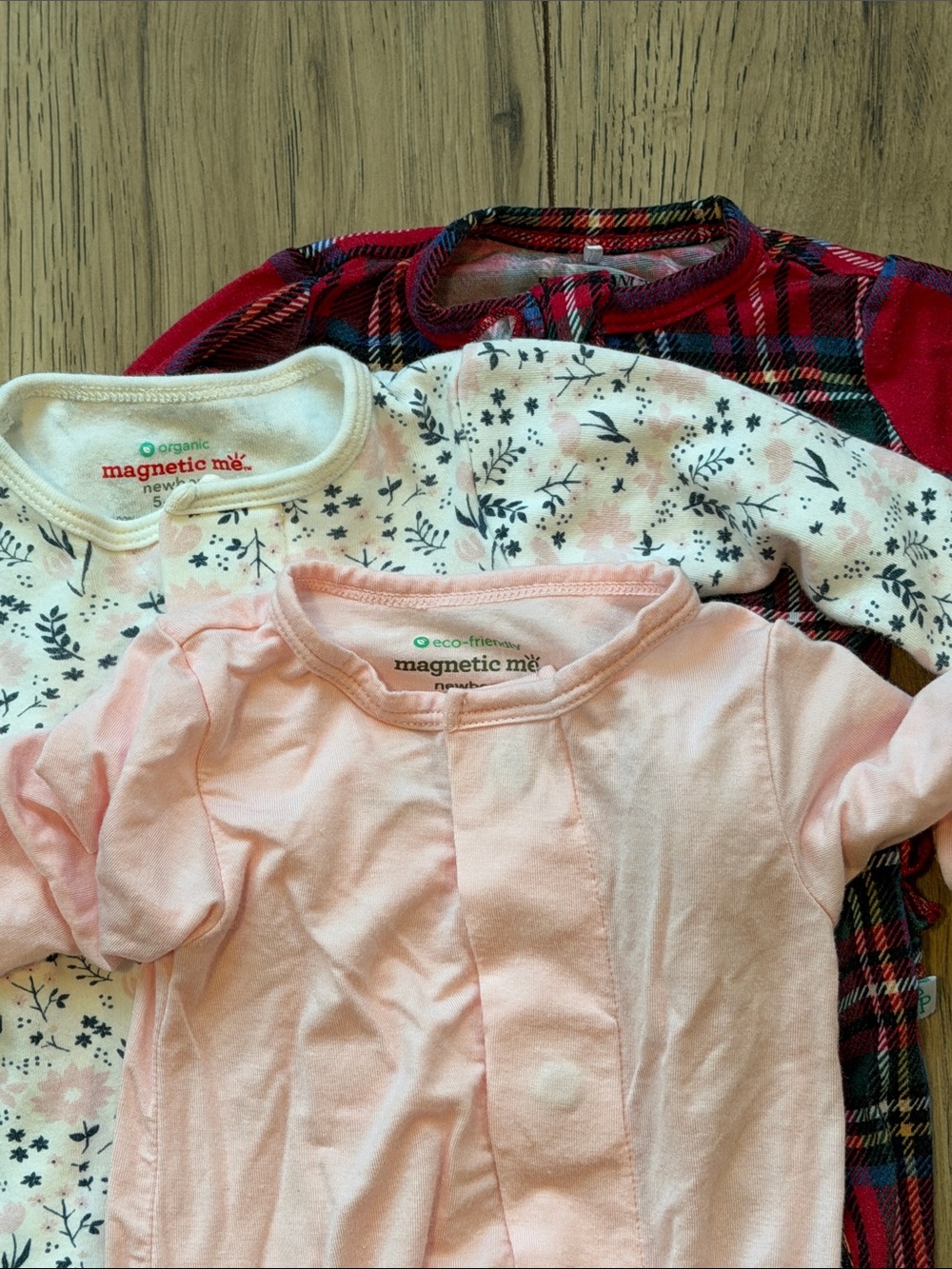 Magnetic Me Posh Peanut Lot of 3 Newborn Baby One Piece Floral Red Pink White